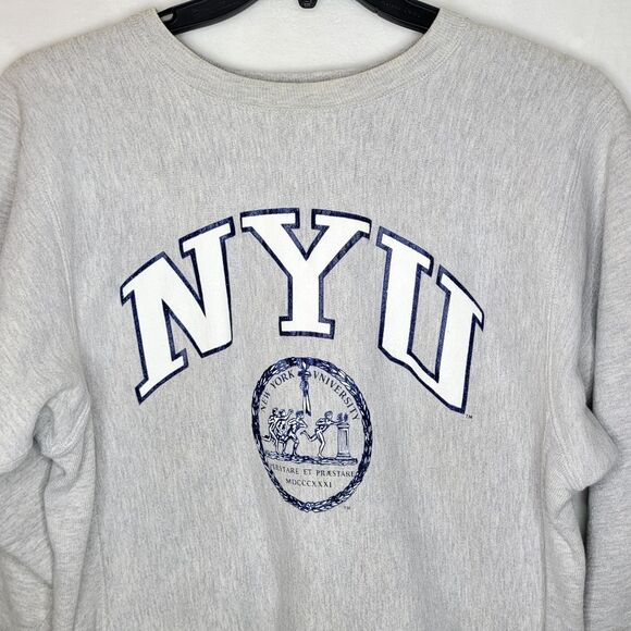 Vintage 90s NYU Champion Reverse Weave Sweatshirt Size Medium - Picture 2 of 10